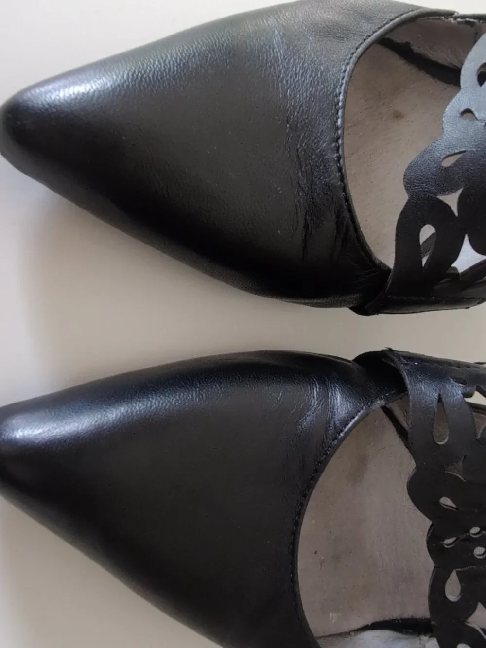 Fugitive by Francesco Rossi Black Leather Slingback Heels Size 38 - Picture 9 of 11